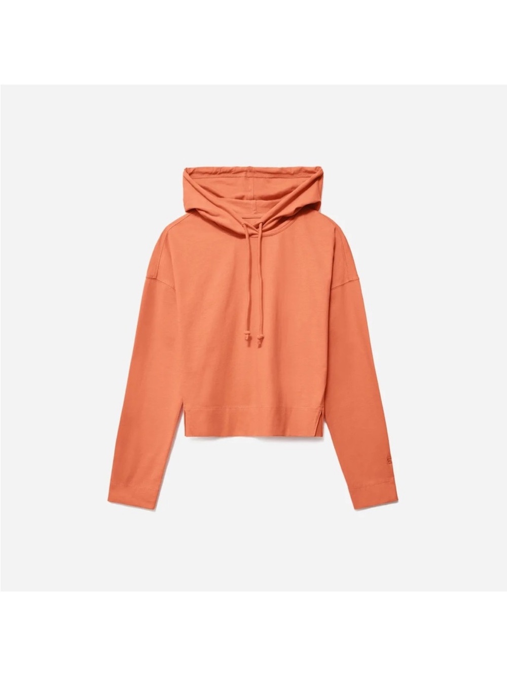 Everlane Retro Jersey Cropped Hoodie Orange Sweatshirt XS Organic Cotton - Picture 4 of 12